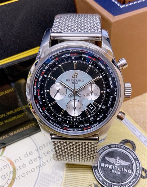 Breitling Transocean Chronograph Unitime Black Dial 